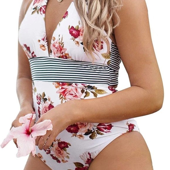 Other - Women's One Piece Swimsuit Halter Tie Back Floral Print Beachwear